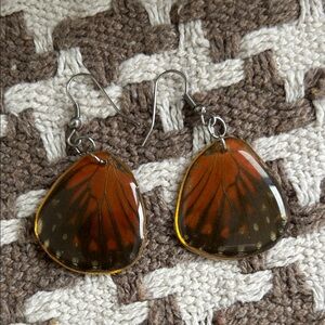 Real Butterfly Wing Dangle Earrings